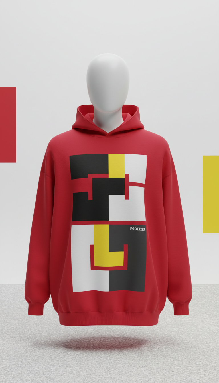 Oversized Signal Red Graphic Hoodie