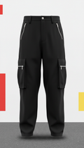 Asphalt Black Cargo Pants with Branded Zippers