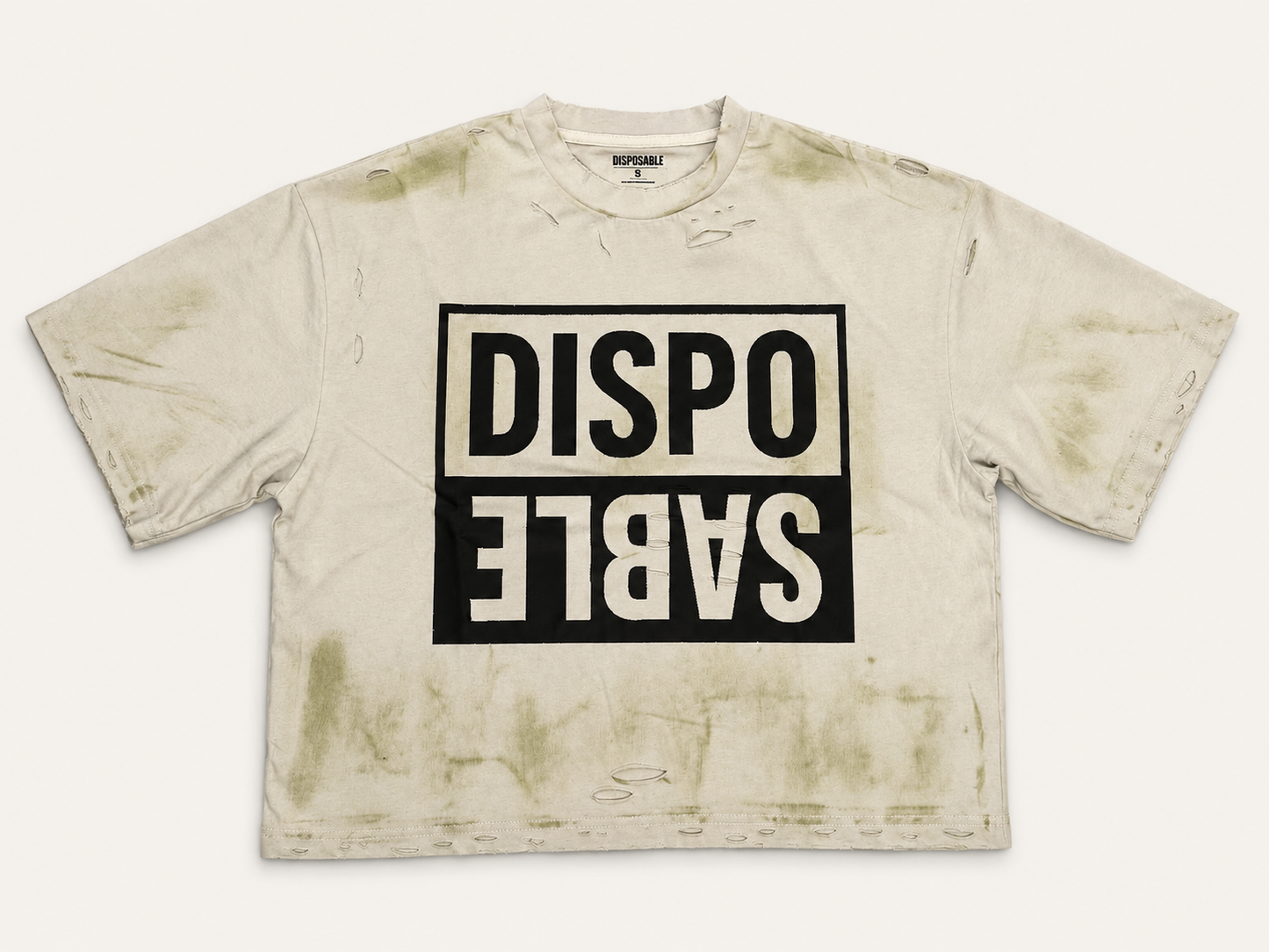 DISPO/SABLE Distressed Tee — Vintage Cream