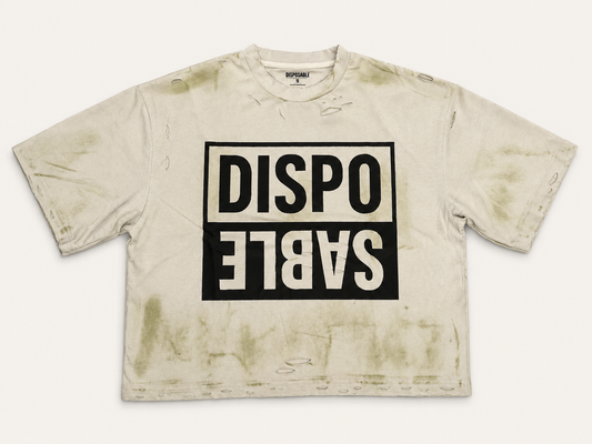 DISPO/SABLE Distressed Tee — Vintage Cream